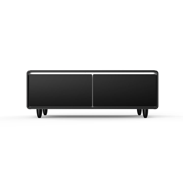 Modern Smart Coffee Table with Built-in Fridge; Bluetooth Speaker; Wireless Charging Module; Touch Control Panel; Power Socket; USB Interface; Outlet Protection; Atmosphere light; and More