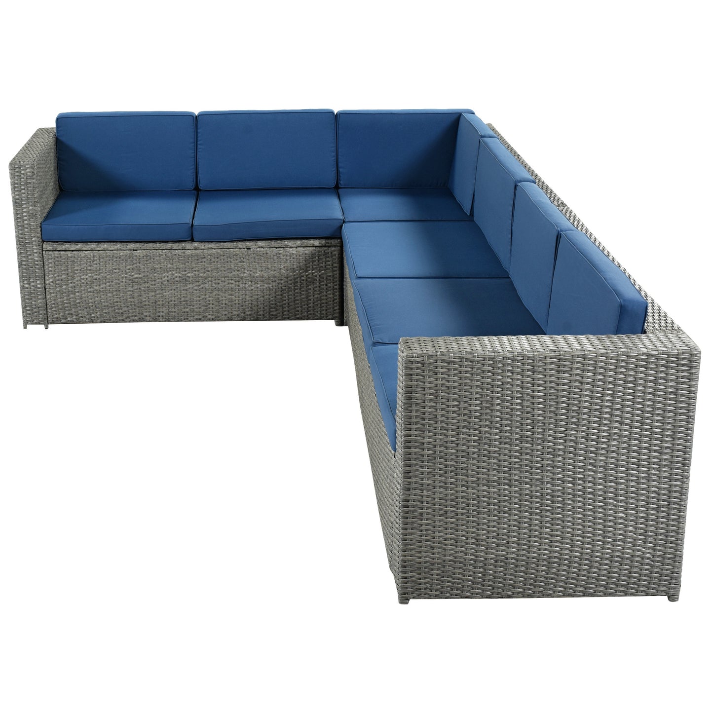 9 Piece Rattan Outdoor Patio Sectional Seating Group with Cushions and Ottoman